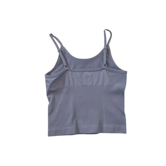 Seamless Light Gray Ribbed Tank Top 92% Polyamide 8% Elastane Small - Picture 2 of 4